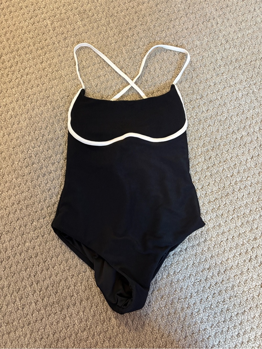 Beach Riot Black One-Piece Swimsuit with White Trim